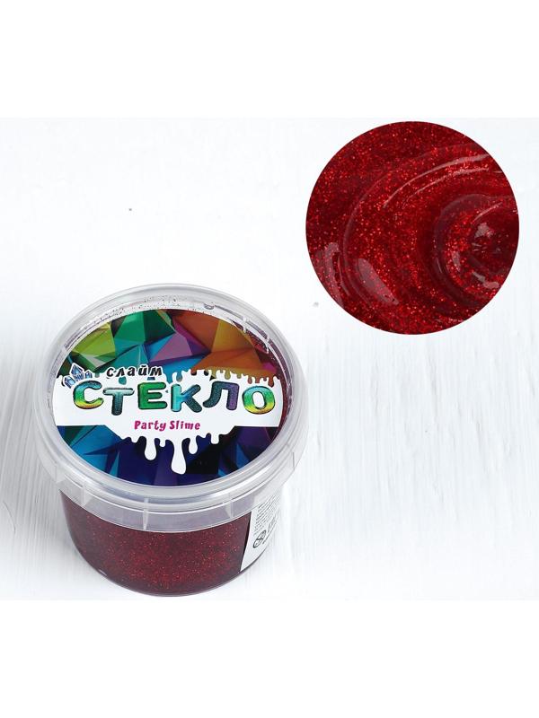 Слайм «Стекло»с эффектом мерцания драгоценных камней — рубин (красный) 100 г