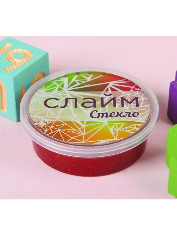 Слайм «Стекло»с эффектом мерцания драгоценных камней — рубин (красный) 100 г