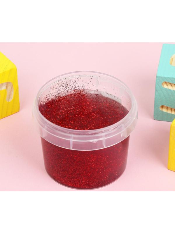 Слайм «Стекло»с эффектом мерцания драгоценных камней — рубин (красный) 100 г