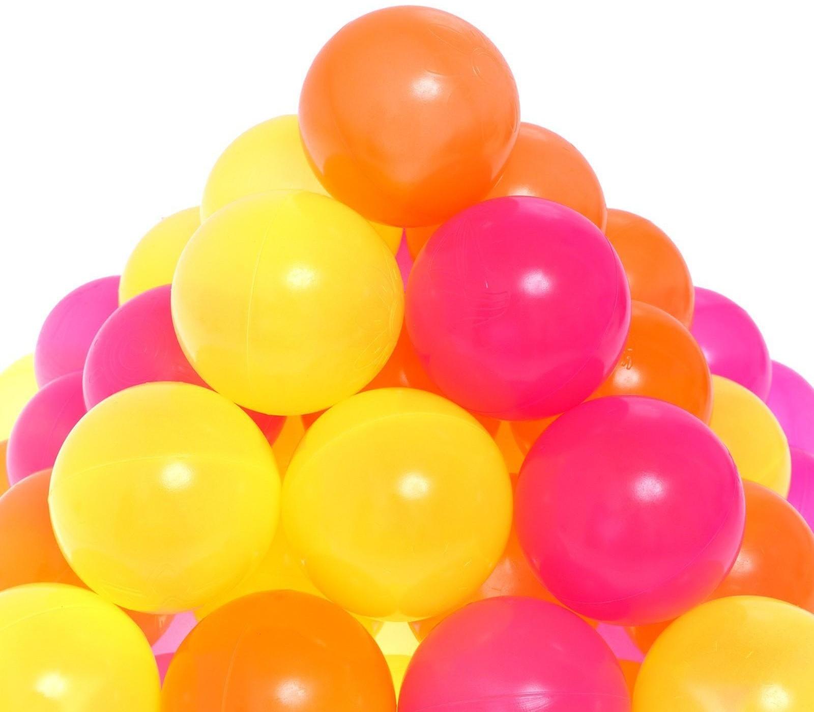 Шарики для сухого бассейна с рисунком «Флуоресцентные», диаметр шара 7,5 см, набор 60 штук, цвет оранжевый, розовый, лимонный