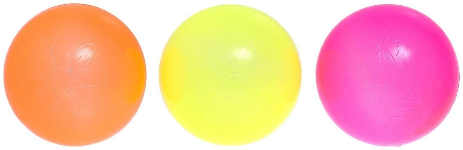 Шарики для сухого бассейна с рисунком «Флуоресцентные», диаметр шара 7,5 см, набор 60 штук, цвет оранжевый, розовый, лимонный