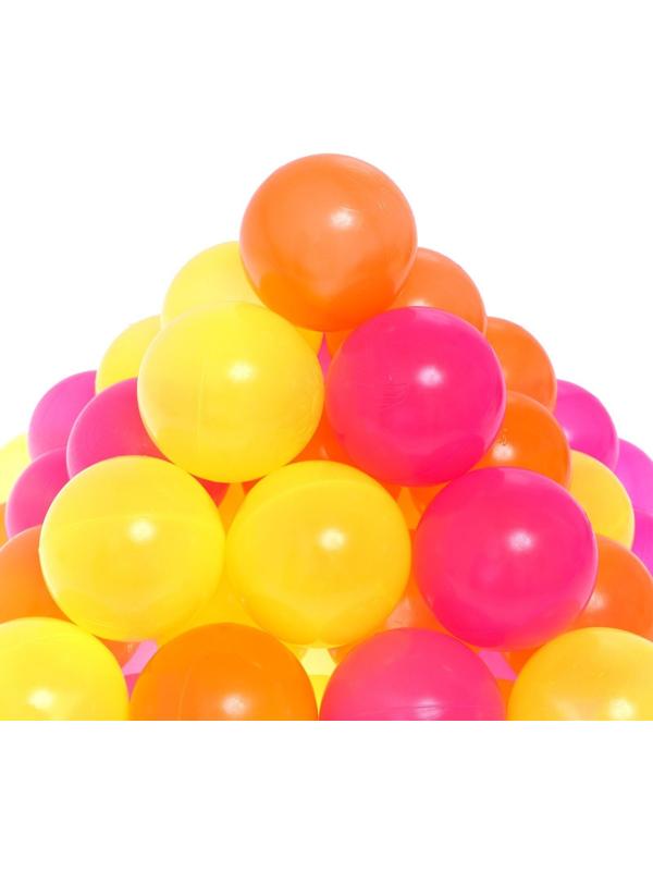 Шарики для сухого бассейна с рисунком «Флуоресцентные», диаметр шара 7,5 см, набор 60 штук, цвет оранжевый, розовый, лимонный