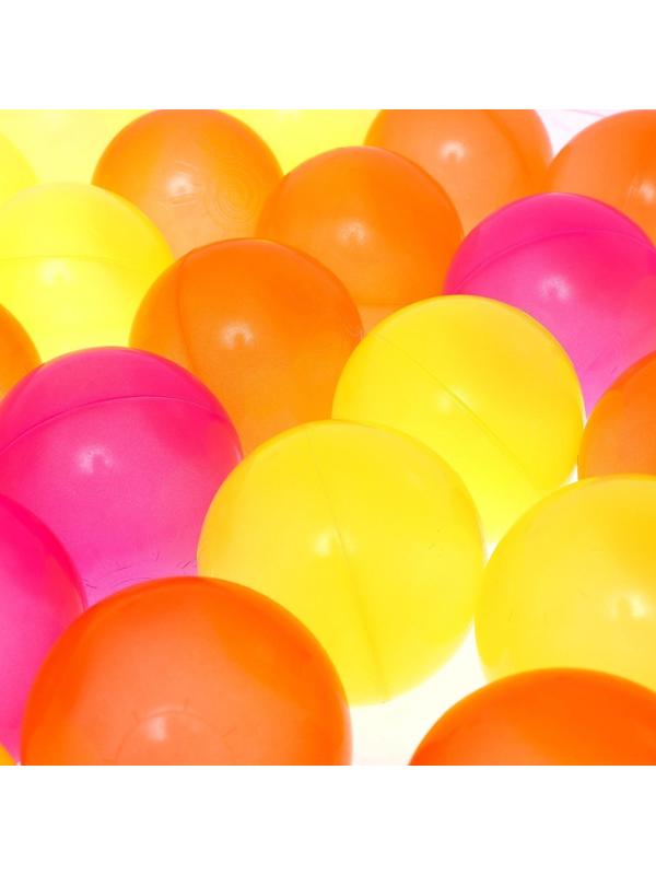 Шарики для сухого бассейна с рисунком «Флуоресцентные», диаметр шара 7,5 см, набор 60 штук, цвет оранжевый, розовый, лимонный