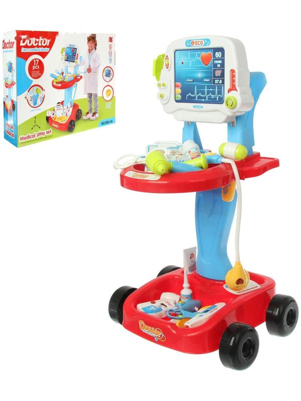 Игровой набор доктора в тележке «Лечим быстро», 17 предметов