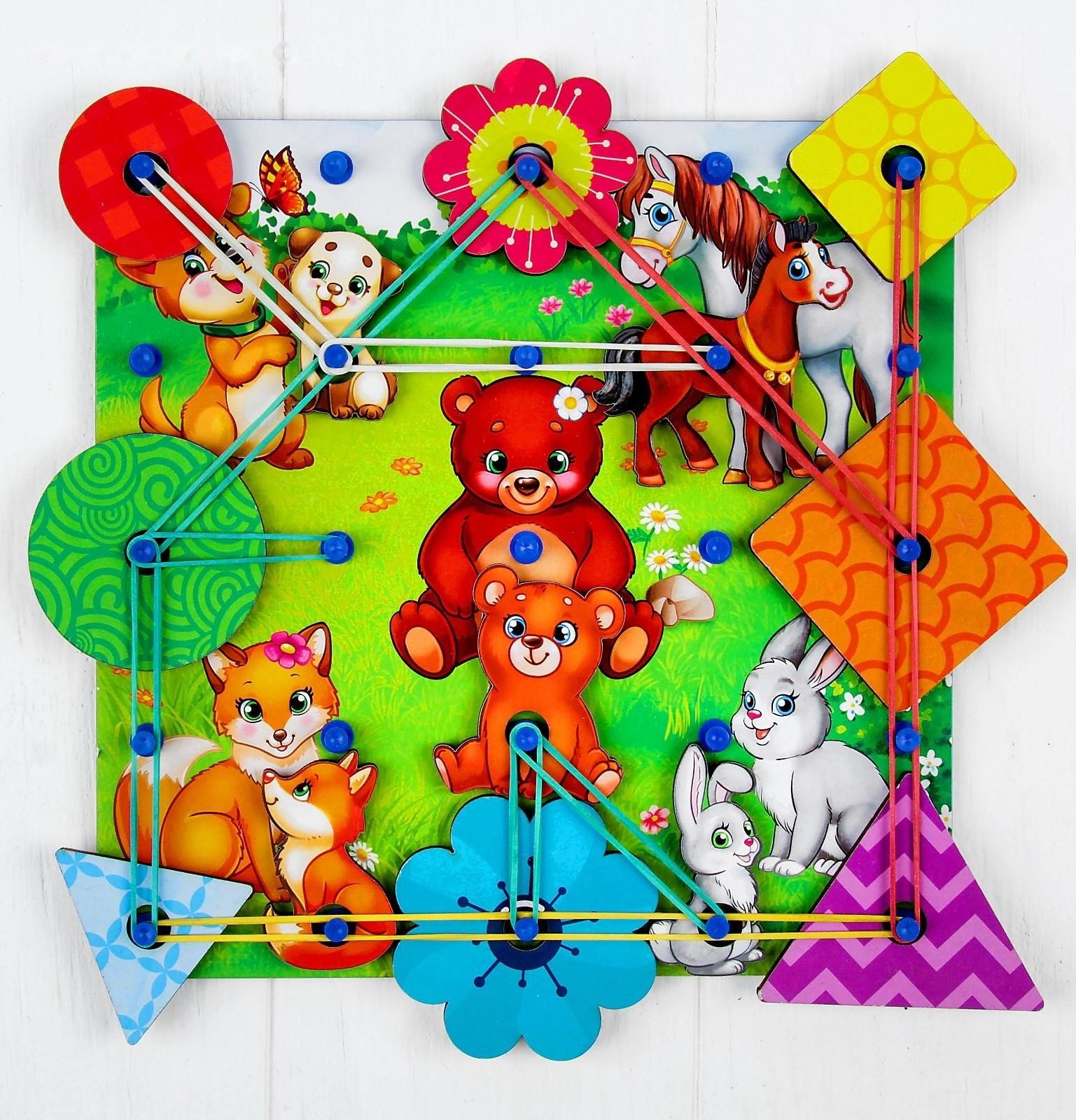 Геоборд с доп. элементами «Мамы и дети» 20×20 см