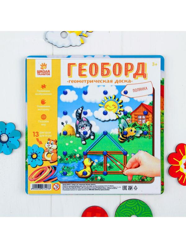 Настольная игра. Геоборд с доп. элементами «Полянка» 20х20 см