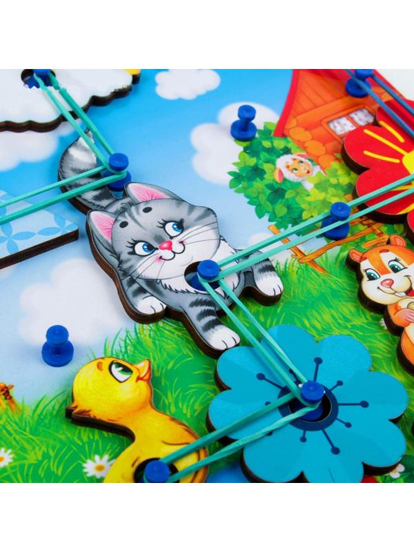 Настольная игра. Геоборд с доп. элементами «Полянка» 20х20 см