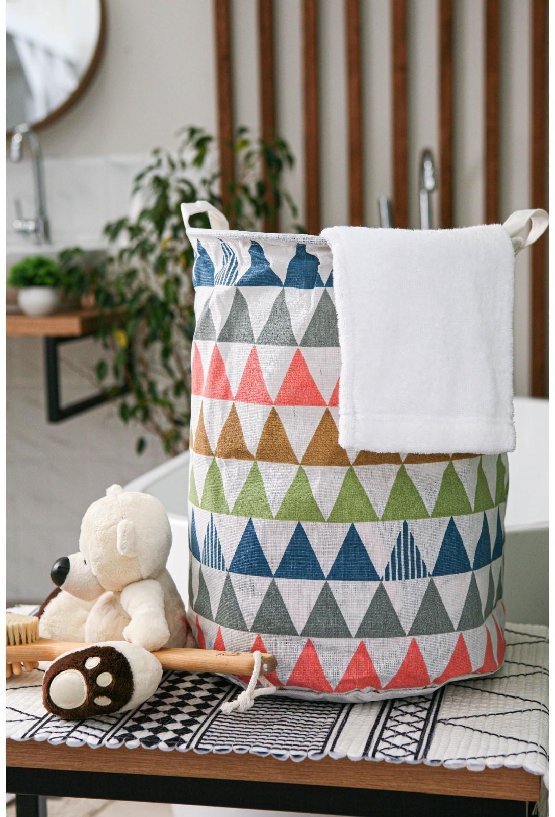 Корзина бельевая текстильная Доляна «Цветные треугольники», 35×35×45 см