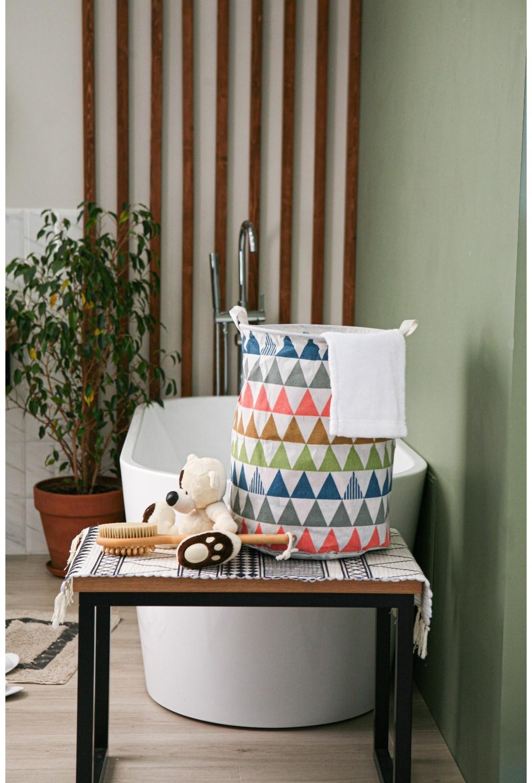 Корзина бельевая текстильная Доляна «Цветные треугольники», 35×35×45 см