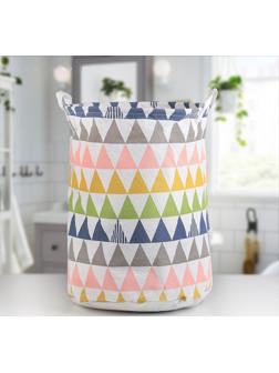 Корзина бельевая текстильная Доляна «Цветные треугольники», 35×35×45 см