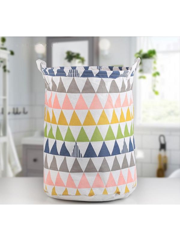 Корзина бельевая текстильная Доляна «Цветные треугольники», 35×35×45 см