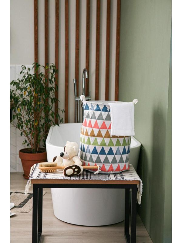 Корзина бельевая текстильная Доляна «Цветные треугольники», 35×35×45 см