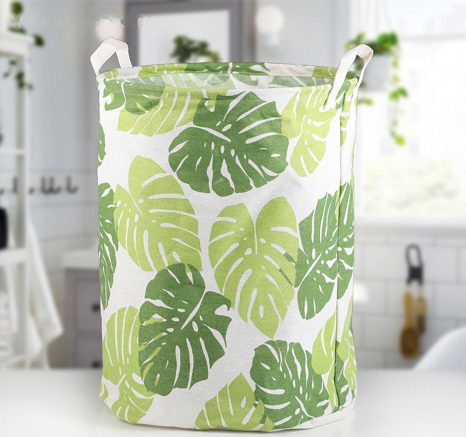 Корзина бельевая текстильная Доляна «Листья», 35×35×45 см