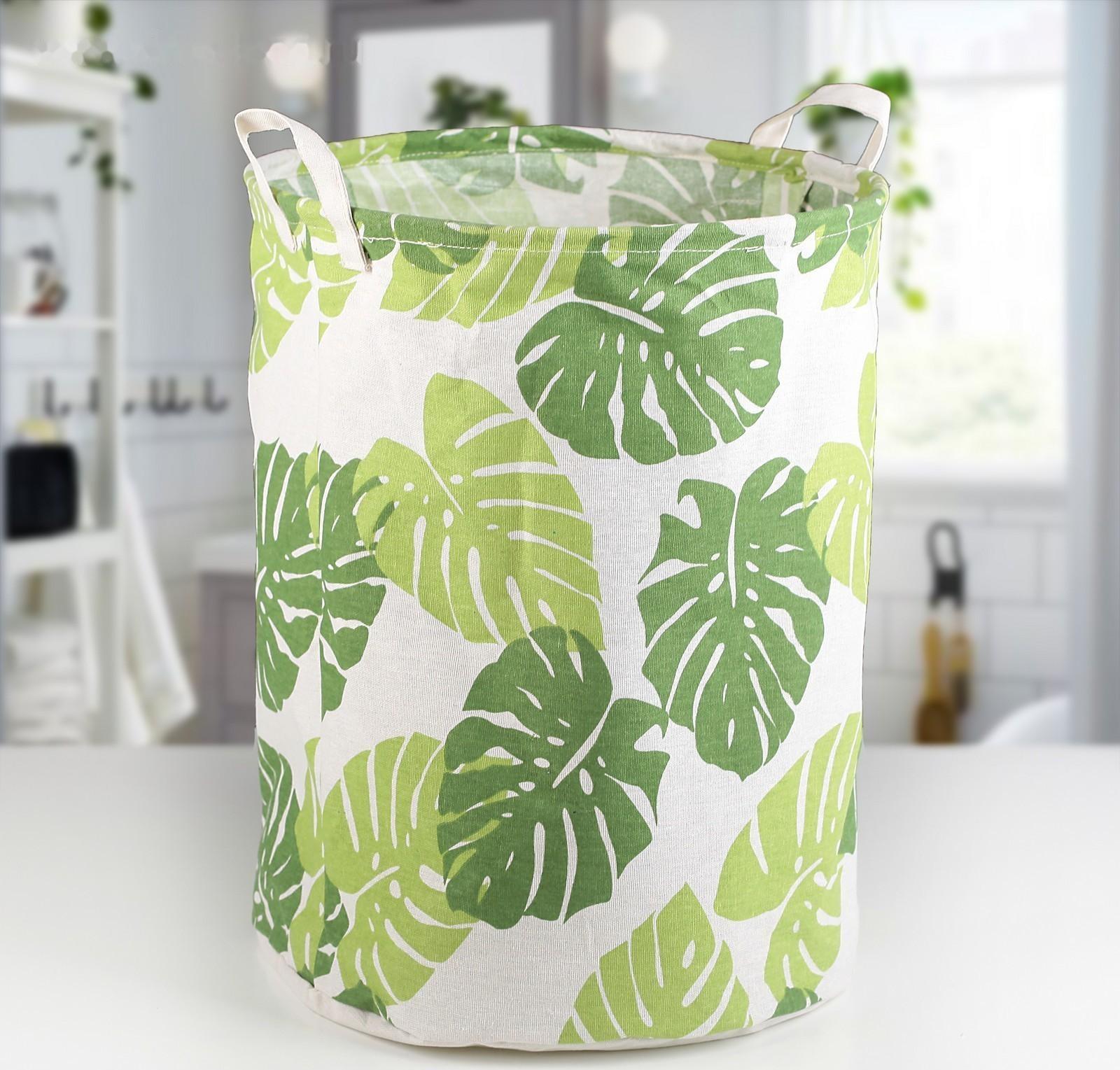 Корзина бельевая текстильная Доляна «Листья», 35×35×45 см