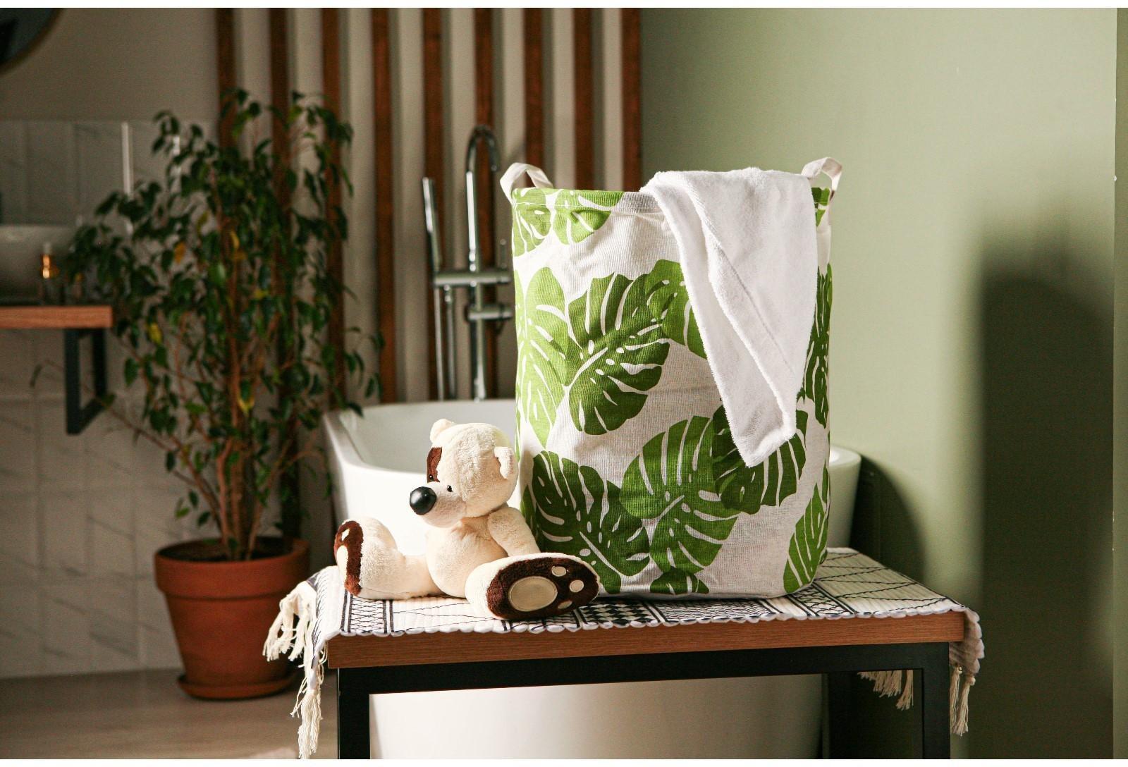 Корзина бельевая текстильная Доляна «Листья», 35×35×45 см