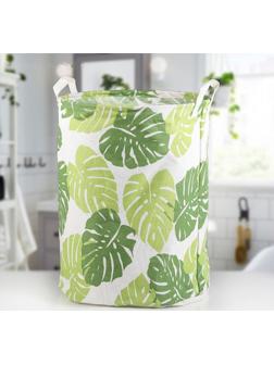 Корзина бельевая текстильная Доляна «Листья», 35×35×45 см