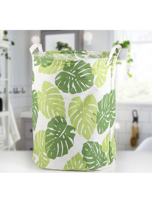 Корзина бельевая текстильная Доляна «Листья», 35×35×45 см