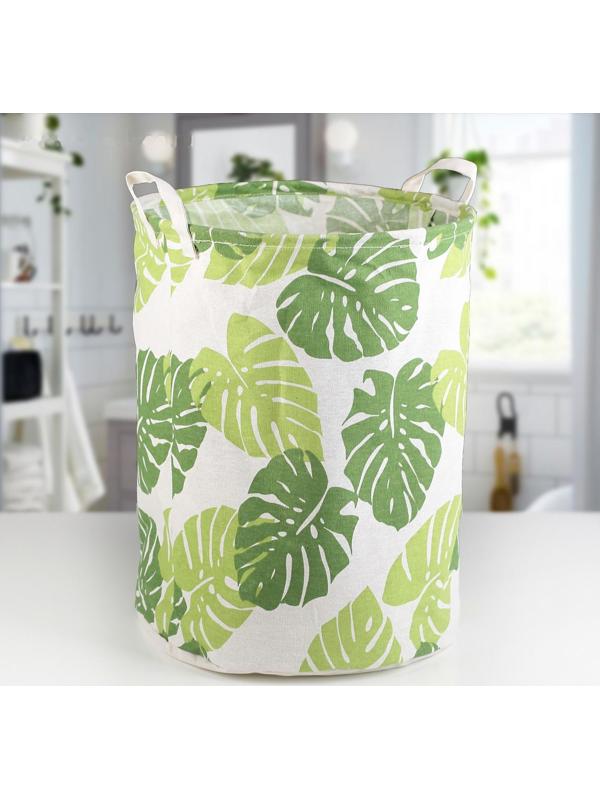 Корзина бельевая текстильная Доляна «Листья», 35×35×45 см