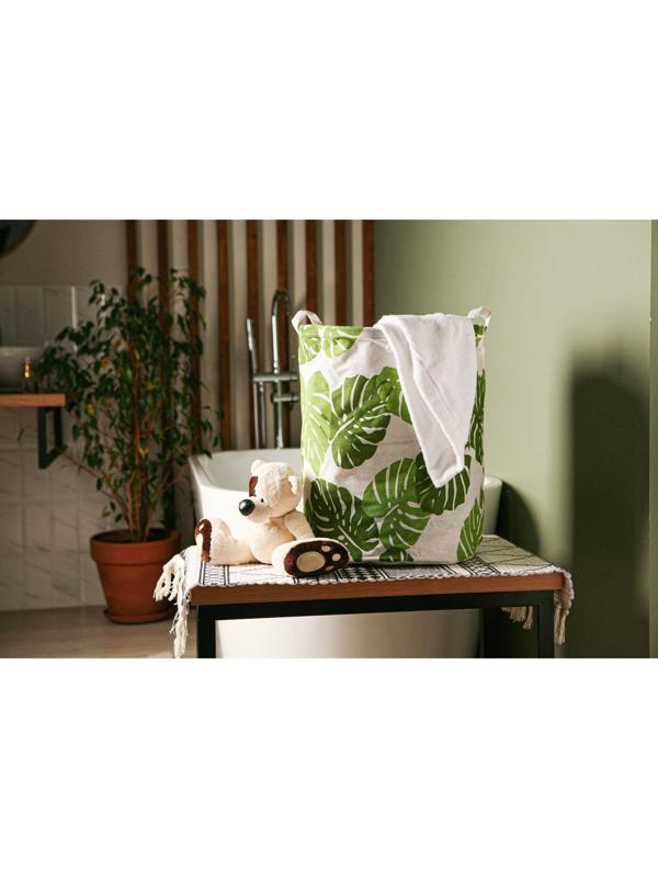 Корзина бельевая текстильная Доляна «Листья», 35×35×45 см