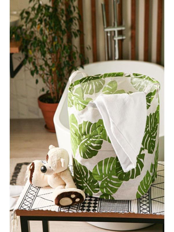 Корзина бельевая текстильная Доляна «Листья», 35×35×45 см