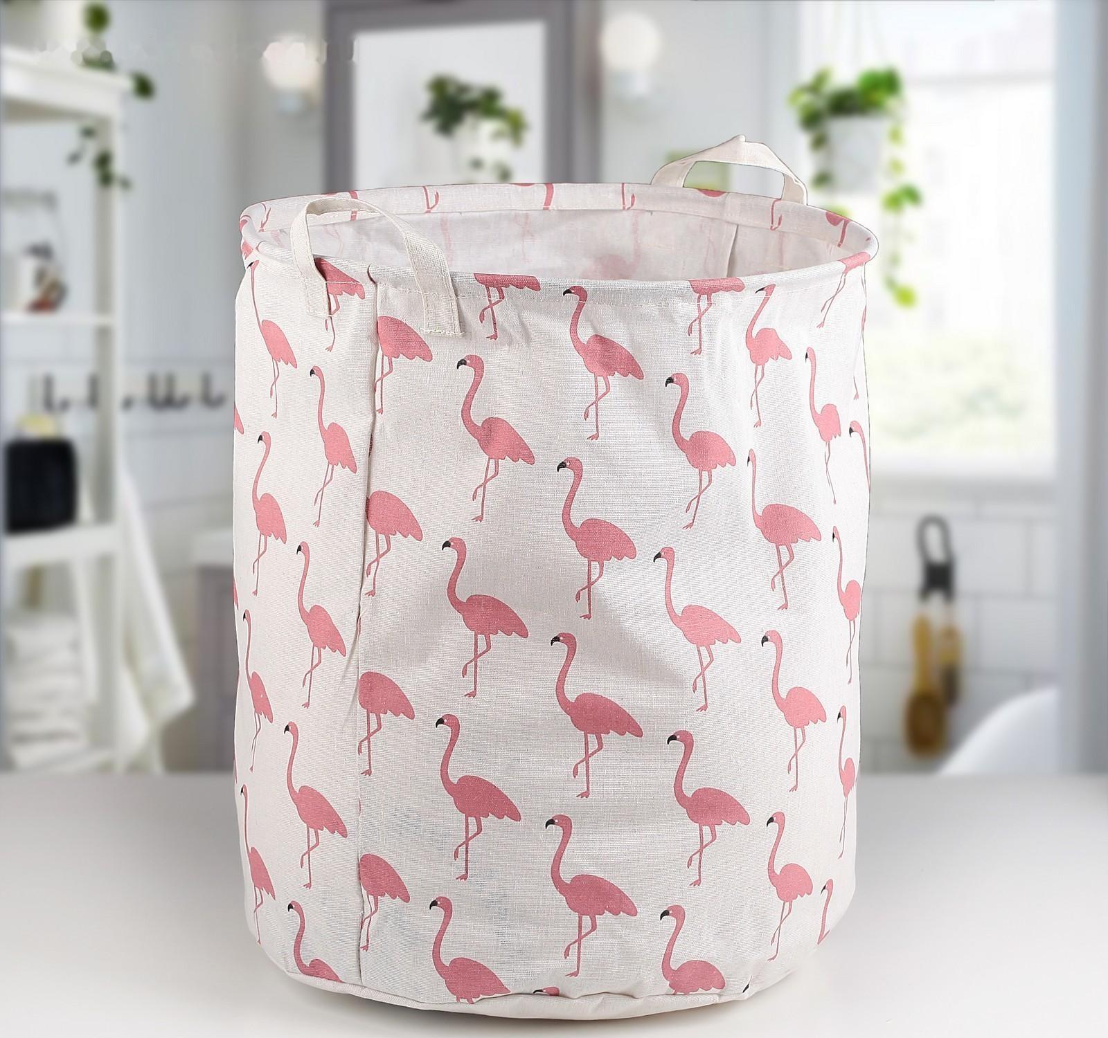 Корзина бельевая текстильная Доляна «Фламинго», 35×35×60 см