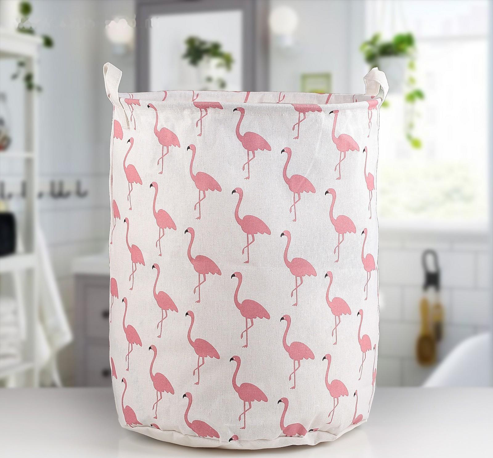 Корзина бельевая текстильная Доляна «Фламинго», 35×35×60 см
