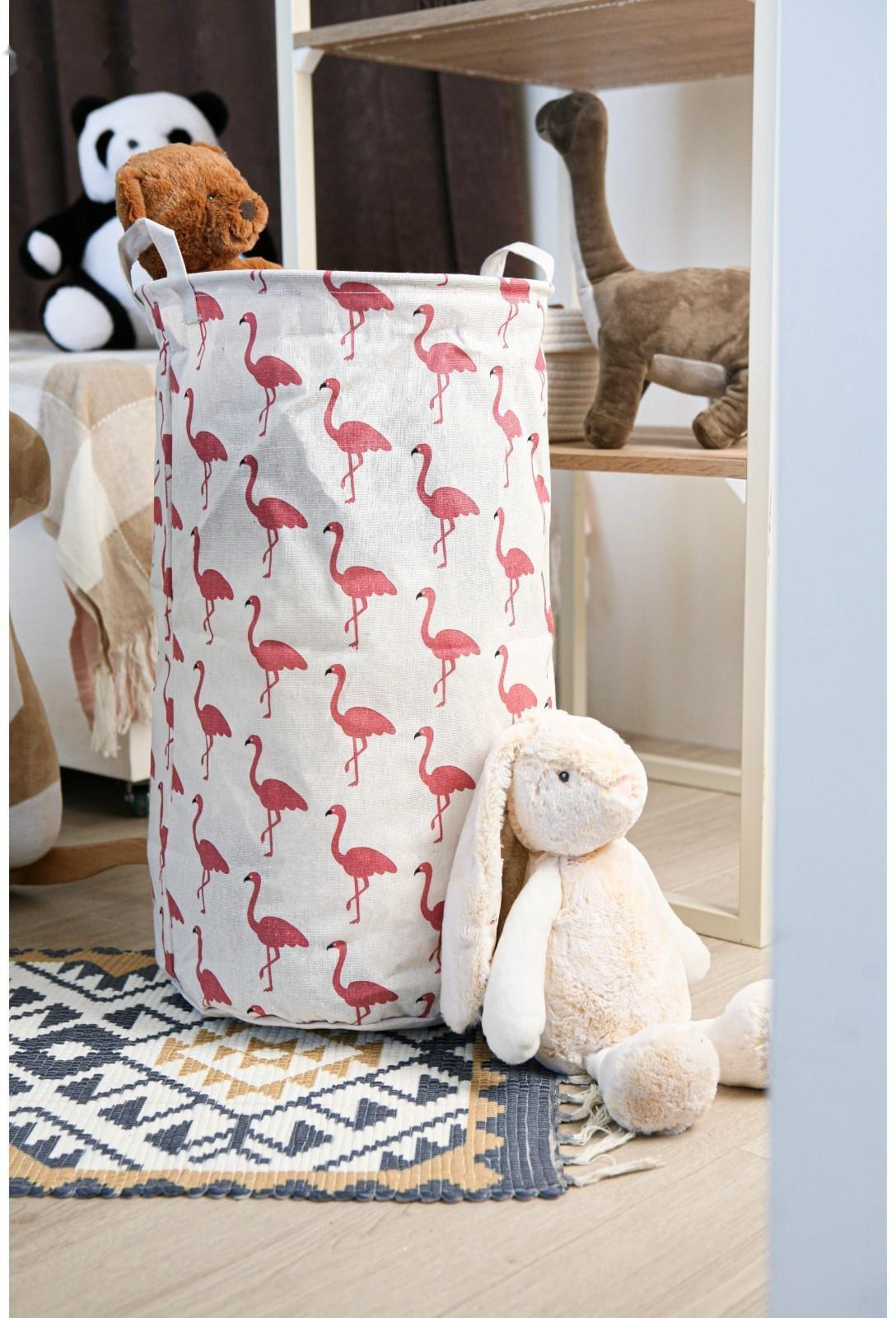 Корзина бельевая текстильная Доляна «Фламинго», 35×35×60 см