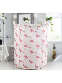 Корзина бельевая текстильная Доляна «Фламинго», 35×35×60 см