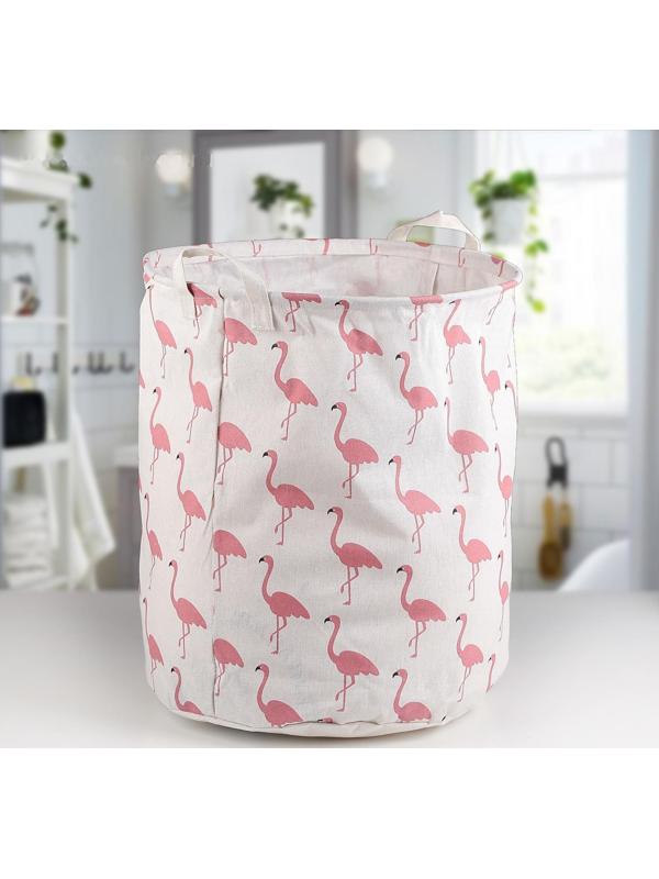 Корзина бельевая текстильная Доляна «Фламинго», 35×35×60 см
