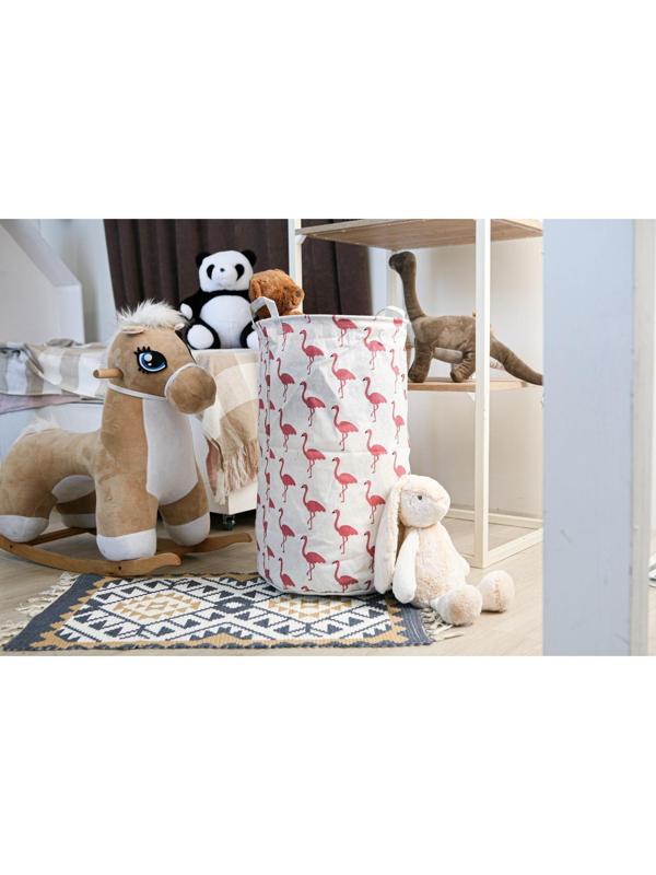 Корзина бельевая текстильная Доляна «Фламинго», 35×35×60 см