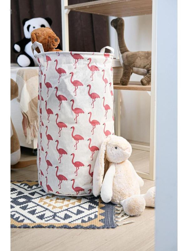 Корзина бельевая текстильная Доляна «Фламинго», 35×35×60 см