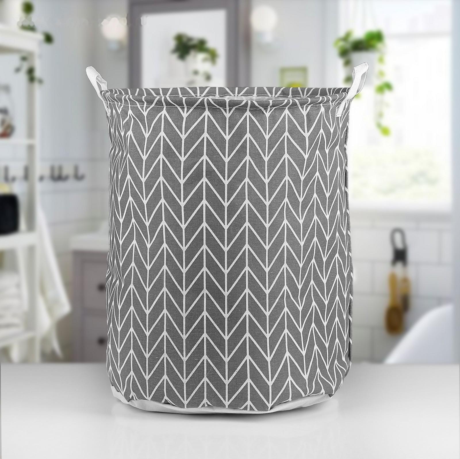 Корзина бельевая текстильная Доляна «Зигзаг», 35×35×45 см, цвет серый