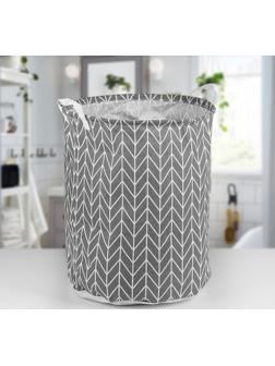 Корзина бельевая текстильная Доляна «Зигзаг», 35×35×45 см, цвет серый