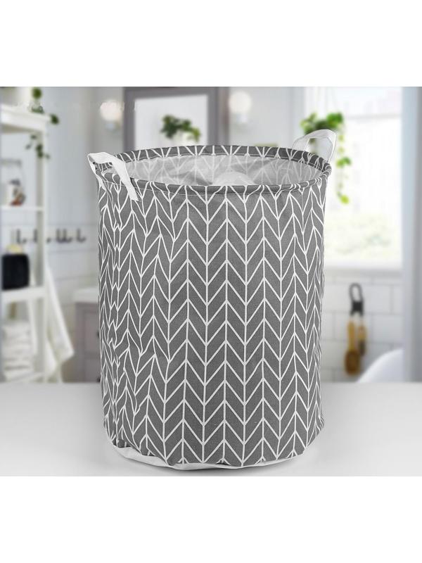 Корзина бельевая текстильная Доляна «Зигзаг», 35×35×45 см, цвет серый