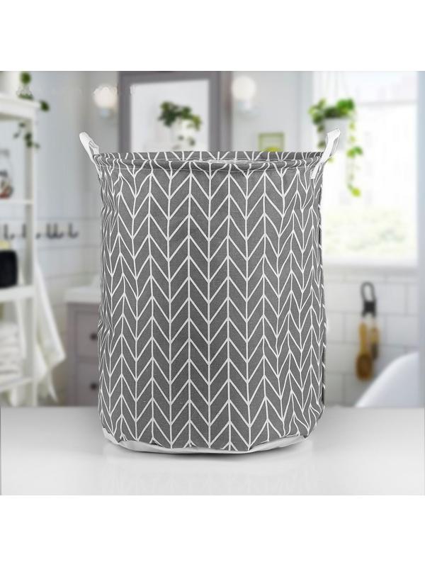Корзина бельевая текстильная Доляна «Зигзаг», 35×35×45 см, цвет серый