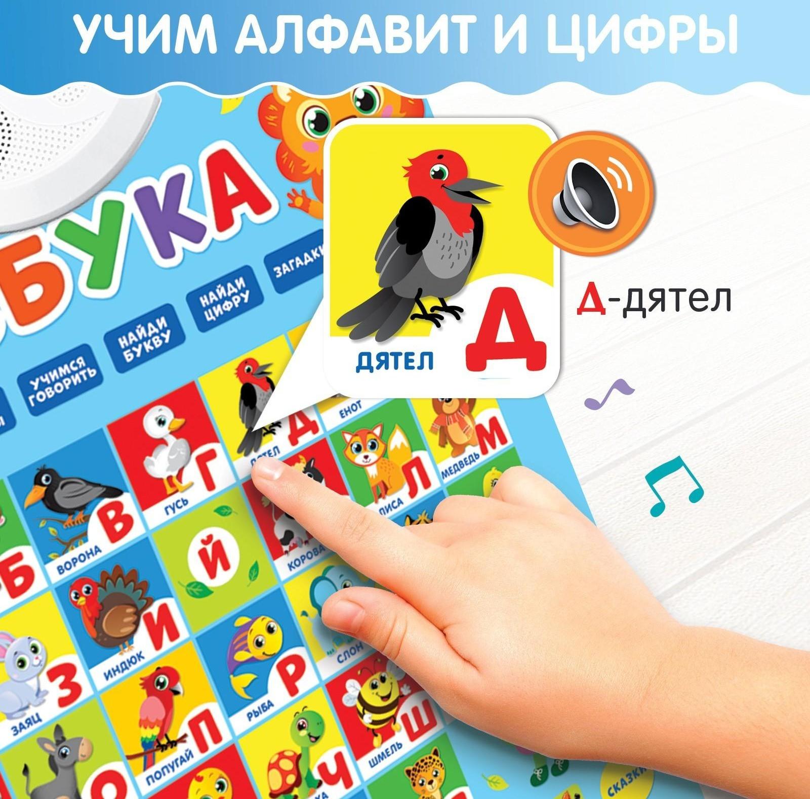 Электронный обучающий плакат «Азбука», работает от батареек