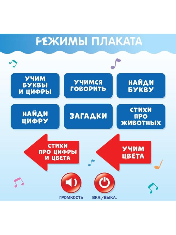 Электронный обучающий плакат «Азбука», работает от батареек