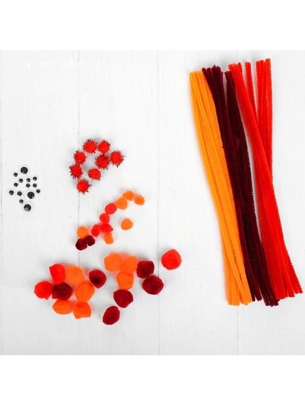 Набор для творчества из проволоки с ворсом, помпонов, глаз  №8, цвет МИКС