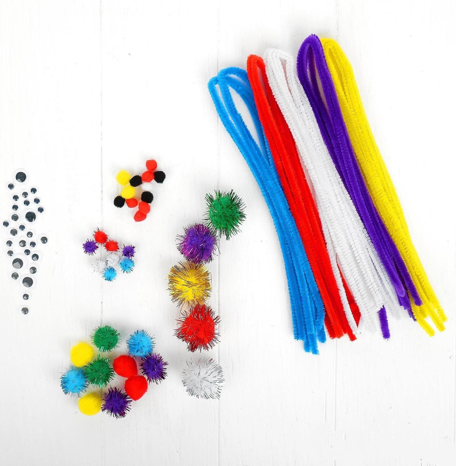 Набор для творчества из проволоки с ворсом, помпонов, глаз  №13, цвета МИКС