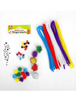 Набор для творчества из проволоки с ворсом, помпонов, глаз  №13, цвета МИКС