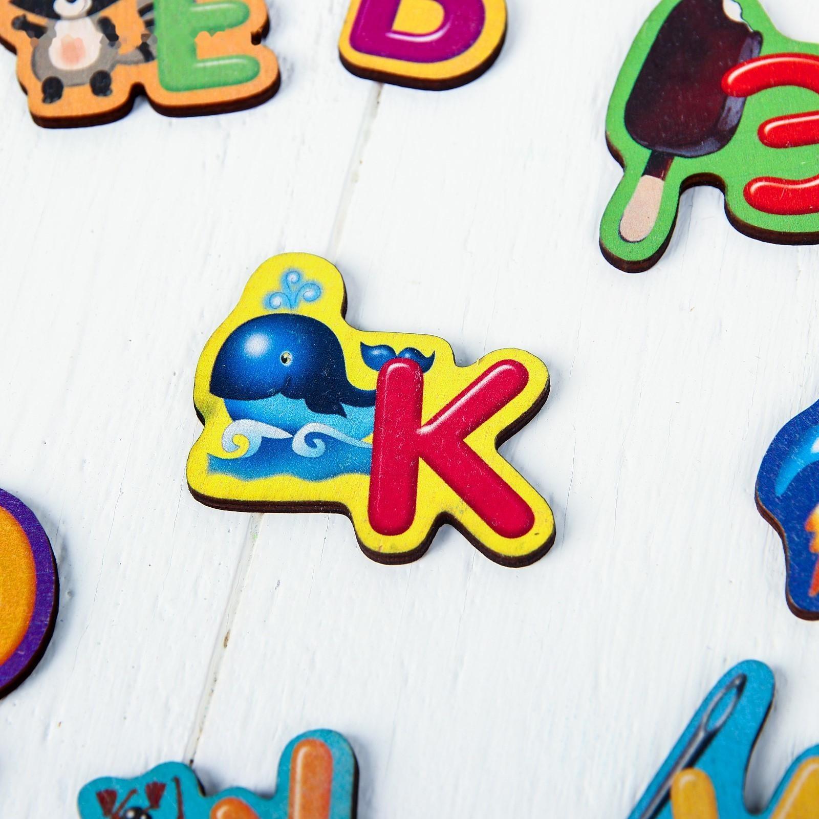 Азбука деревянная, на магнитах, буква: 6 см