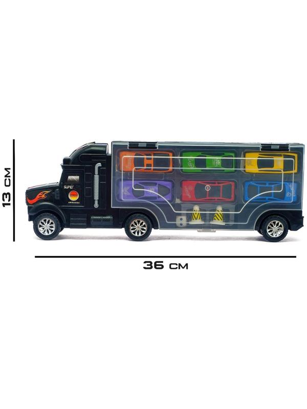 Грузовик «Перевозчик», 6 металлических машин в комплекте + игра
