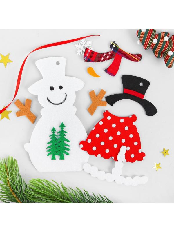 Набор для творчества - создай ёлочное украшение из фетра «Снеговик с ёлочками»