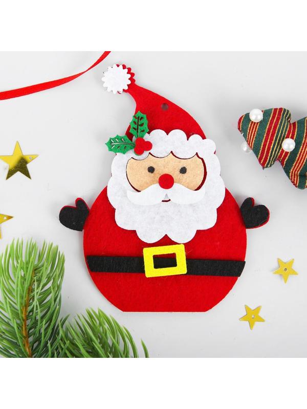 Набор для творчества - создай ёлочное украшение из фетра «Дед мороз - красный нос»