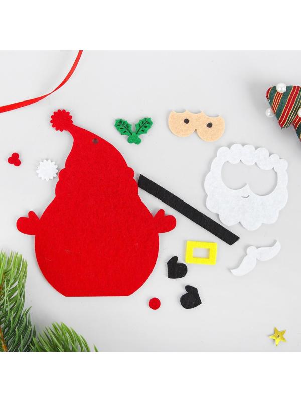 Набор для творчества - создай ёлочное украшение из фетра «Дед мороз - красный нос»