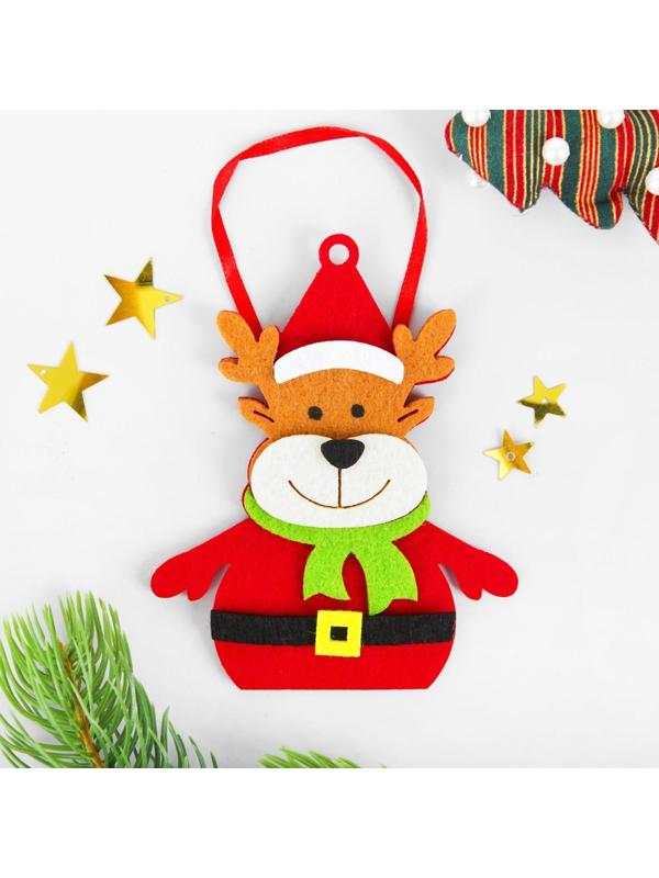 Набор для творчества - создай ёлочное украшение из фетра «Новогодний олень в шарфике»