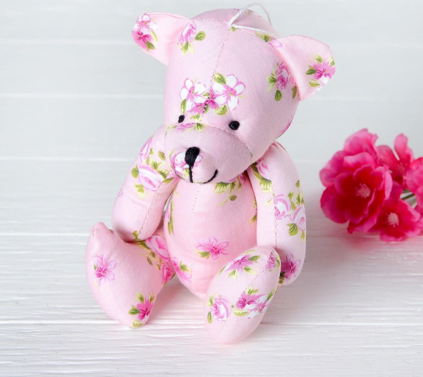 Мягкая игрушка-подвеска «Мишка в цветочек», цвета МИКС