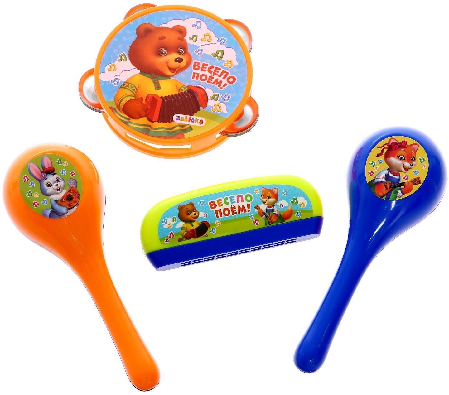 Набор музыкальных инструментов «Весело поём!», 4 предмета, цвета МИКС