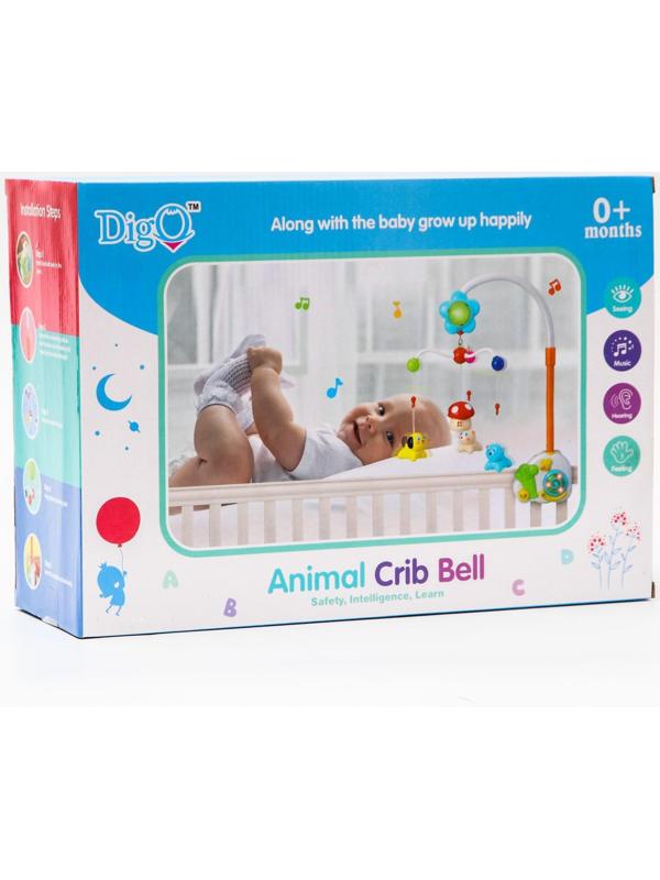 Мобиль музыкальный «Зверята» с ночником, работает от батареек