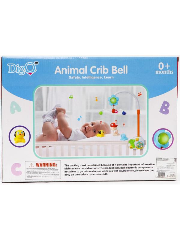 Мобиль музыкальный «Зверята» с ночником, работает от батареек